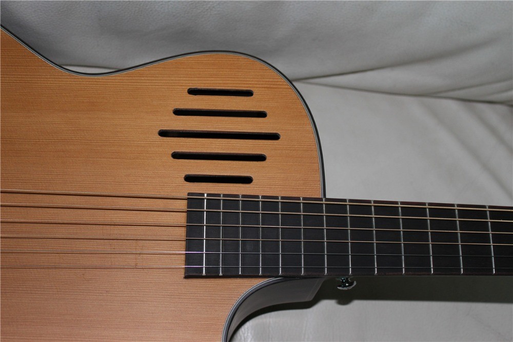 All solid wood 14th guitar customized acoustic electric guitar in satin finishing