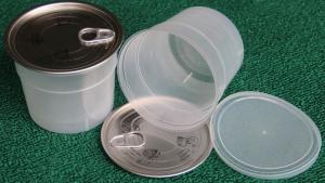 China Transparent Food Grade Material Cup Shape Easy Open End PP Cans on sale