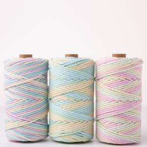 Quality ISO9001 Solid Braid Cotton Rope Colorful 3mm Twisted Macrame Cord wholesale