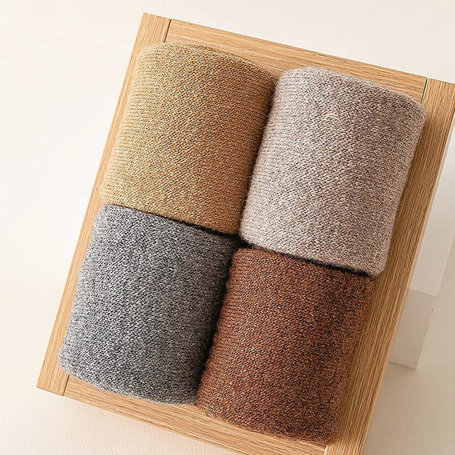 Thick Warm Cozy Solid Color Wool Socks Terry Winter Crew Socks