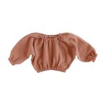 Little Girls 100% Cotton Muslin Fabric Blouses Gauze Long Sleeve Pullover Shirts
