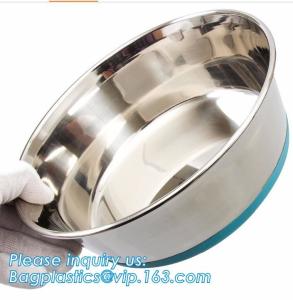 Quality Premium Colorful Dog Water Food Bowl, Dog Food Bowls Pet Feeder Bowls with Mat, Bamboo fiber durable dog feeding covered wholesale