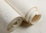 Simple Pure White Non woven Wallpaper Modern Style Flock Surface