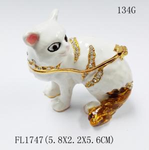 Quality New product animal cat Metal Crystal Rhinestone Jewelry Box Trinket Box wholesale