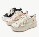 White / Black Breathable Trainers Ladies Canvas Sneakers Round Toe