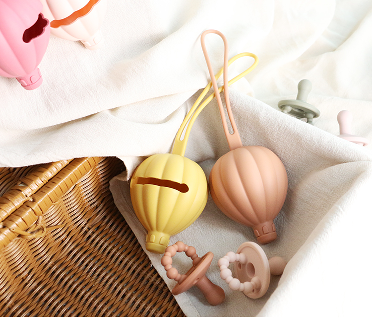 BPA Free Safe Silicone Pacifier Case Holder Hot Air Balloon Shape pacifier pouch