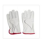 Personal Protective White Driving Jersey Lining Leather Safety Gloves