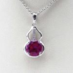 Fashion Silver Jewelry 7mm Blue Cubic Zircon Stones Pendant(PSJ0415)