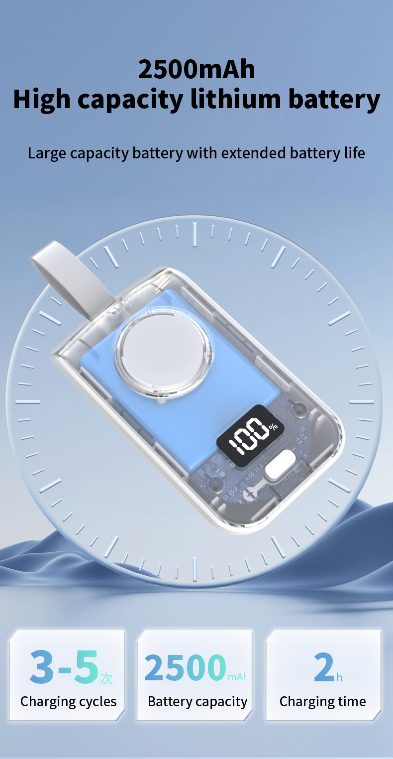 2500mAh Power Bank Portable Wireless Watch Charger With Digital Display