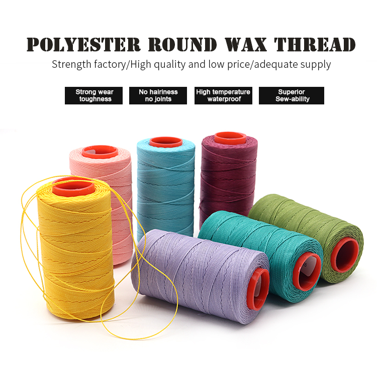 Rich Colors 210d Polyester Waxed Thread for Sewing Leather Cone material Plastic