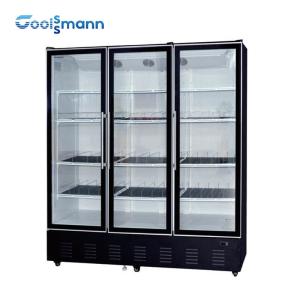 Quality Supermarket Glass Door Cooler Showcase , 220V 50HZ Three Door Upright Cooler wholesale