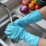 Kitchen Long Natural Rubber Latex Gloves , Flock Lined Latex Gloves