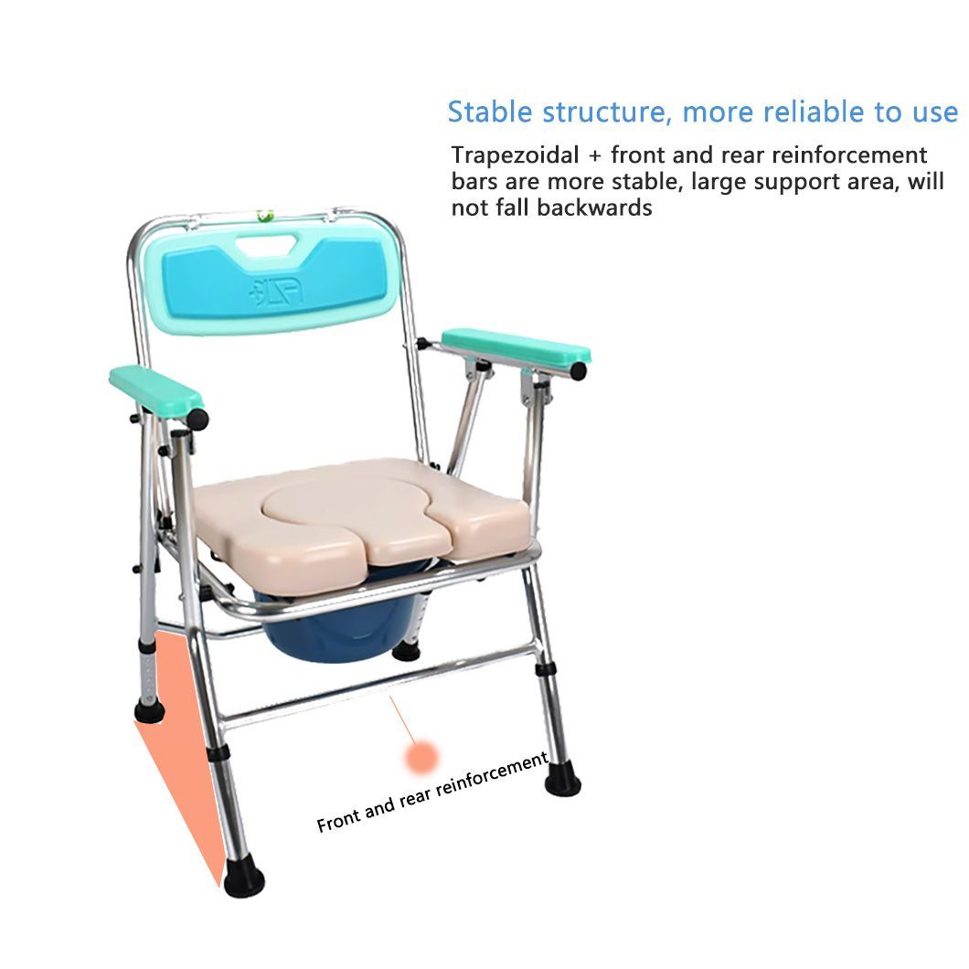 Clinic Hospital Patients Commode Medical Bathing Chair Foldable Aluminum Disabled Toilet Chair