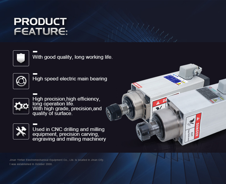 Professional 2.2kw Air Cooled Spindle Motor for Woodworking CNC Router