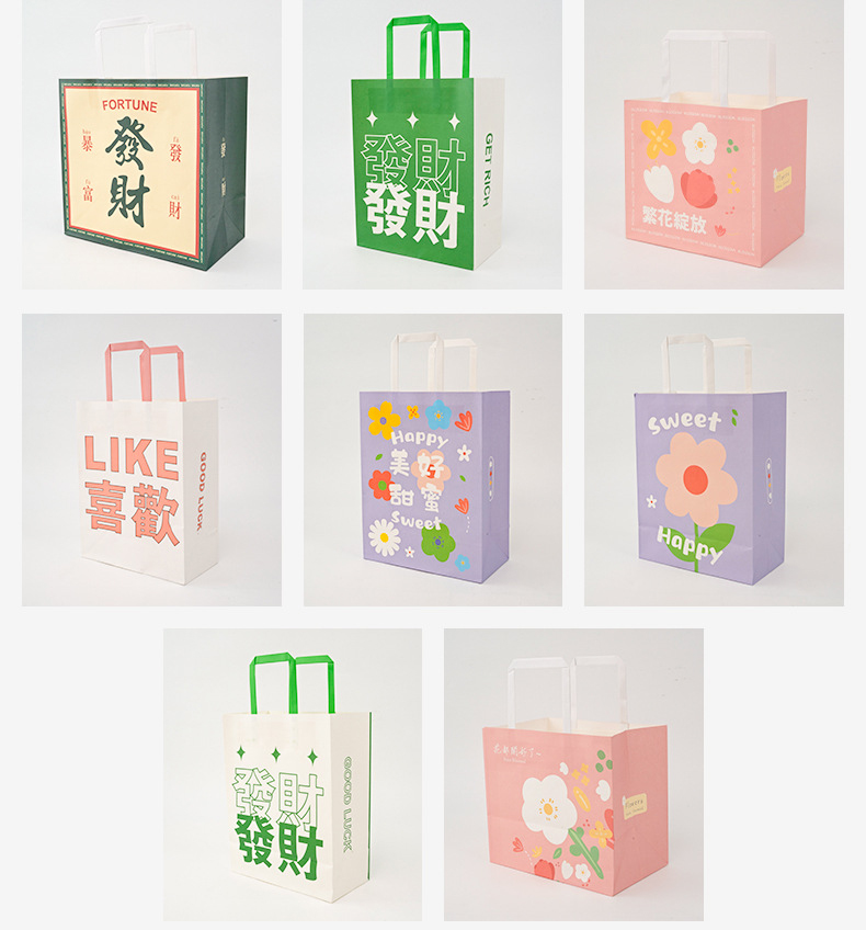 Custom Color Accepted Shopping Bag Handle Kraft Paper Shop Bag for Business and Shopping