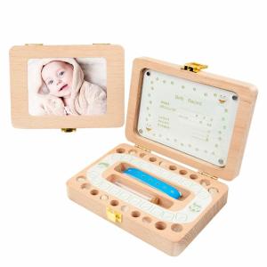 Quality Natural Beech Wooden Tooth Box for Baby gift wholesale