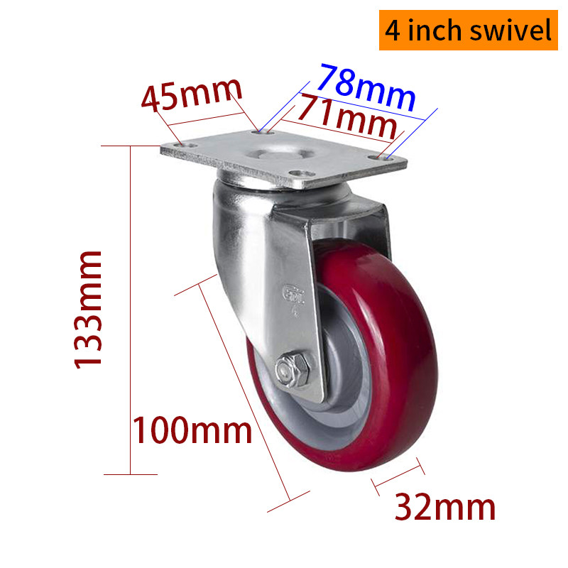 EDL Medium Duty 4inch 150kg Plate TPU Caster by Rigid, Swivel and Brake type