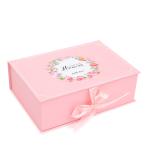 Custom Rigid Cardboard Pink Shipping Gift Packaging Box With Ribbon Magnetic