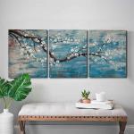 3 Pieces of Floral Modern Landscape Wall Decoration Hand Painted Flower Oil