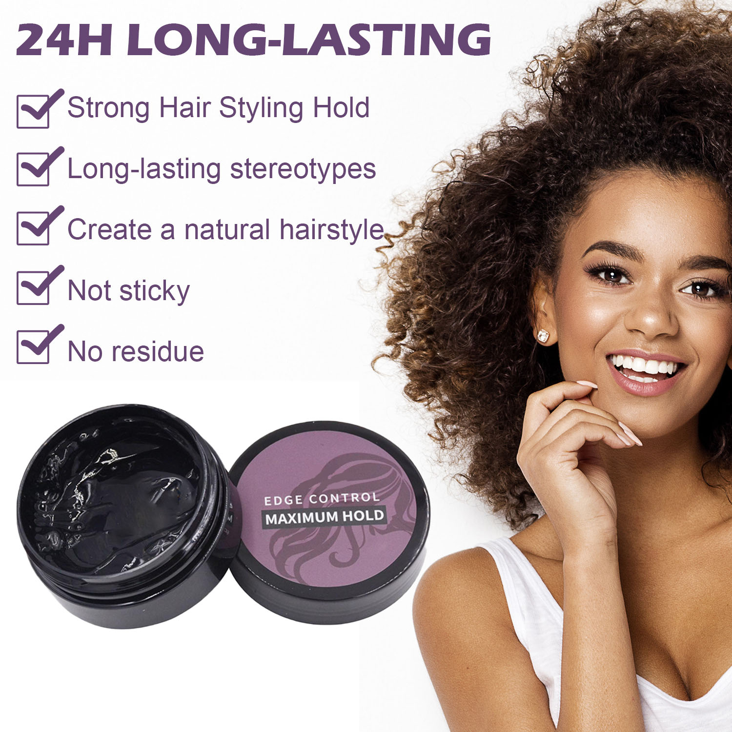 Private Label Edge Control Gel for Natural Hair Strong Hold Fair Trade Ingredients