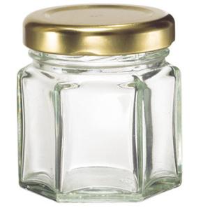 Quality simple hexagon glass jar for honey, pickles,candy wholesale