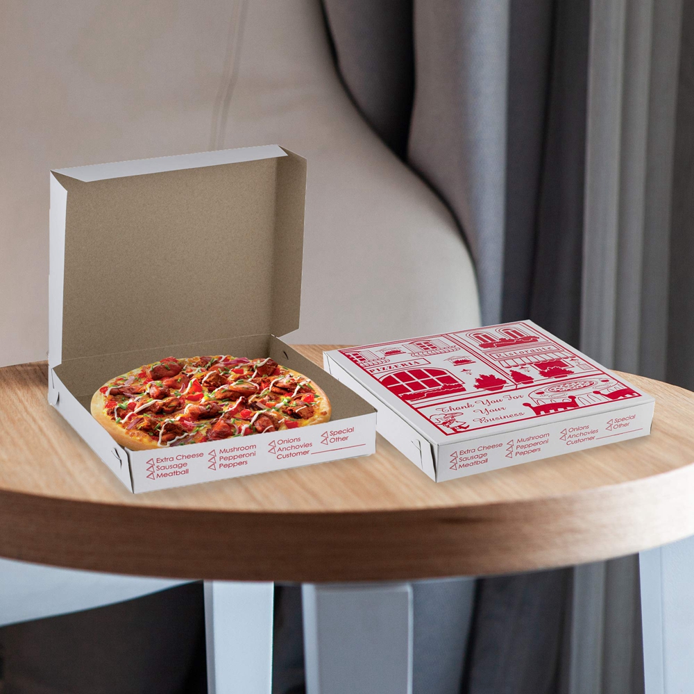 Custom Size Corrugated Disposable Pizza Food Packaging Paper Box With Logo For Fast Foods