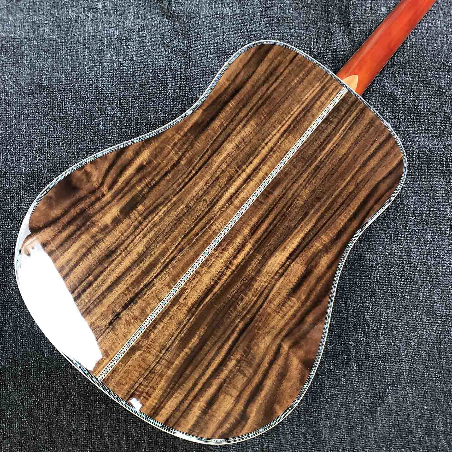 Custom Grand GD45md Madagascar Acoustic Guitar Solid Europe KOA Back Side Maple Top and Binding One Pcs Mahogany Neck LR
