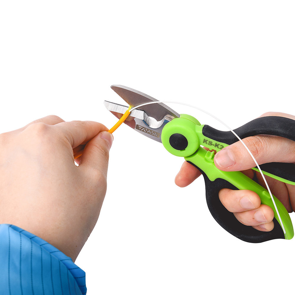 KS-K2 Fiber Optic Kevlar Cutter Stainless Steel Blade Fast Crimping Scissor Cleaver