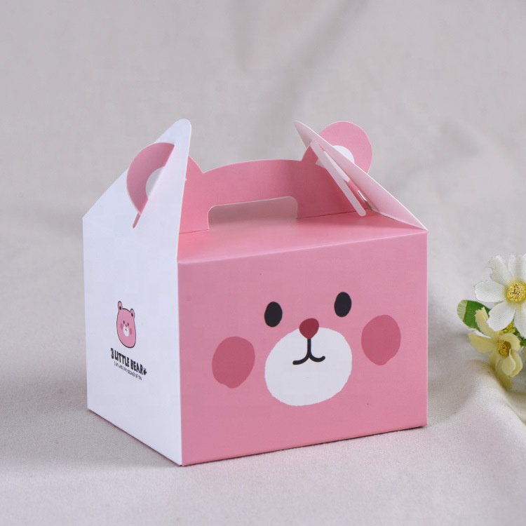 CMYK 4 Color Printing Cardboard Cake Boxes Packaging With Handle