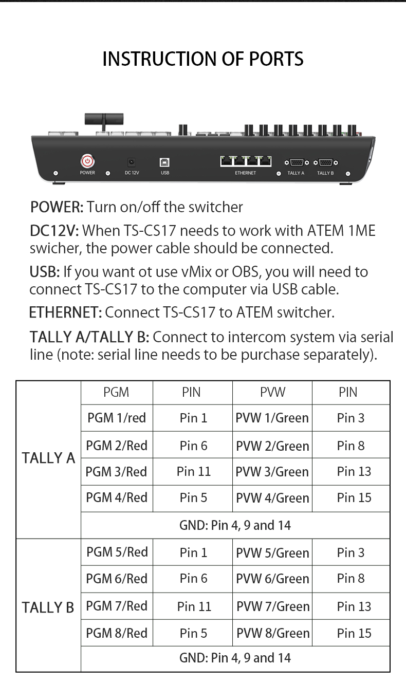Switching Station Control Panel Compatible with BMD ATEM Switchers and vMix Software