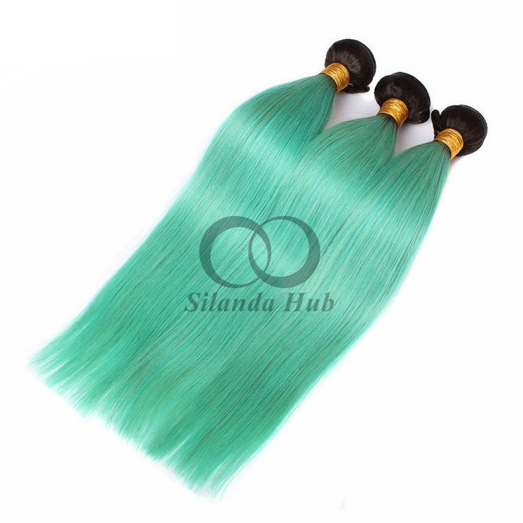 #T1B/Green Straight Remy Human Hair Bundles Sew In Weave Bundles Brazilian Bundle Deals