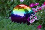 Gazing Mirror Hollow Steel Sphere , SS Hollow Ball 10" 250MM Rainbow Blue