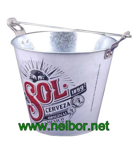 custom printing galvanized steel ice bucket beer bucket beer cooler with bottle