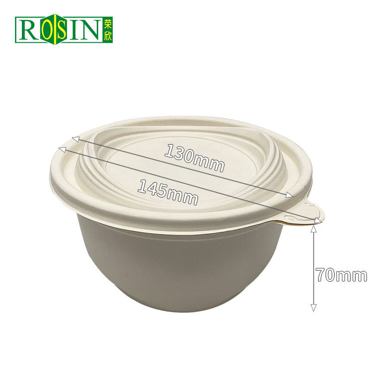 Disposable Biodegradable Container Round Corn Starch Bowl 900ml Capacity
