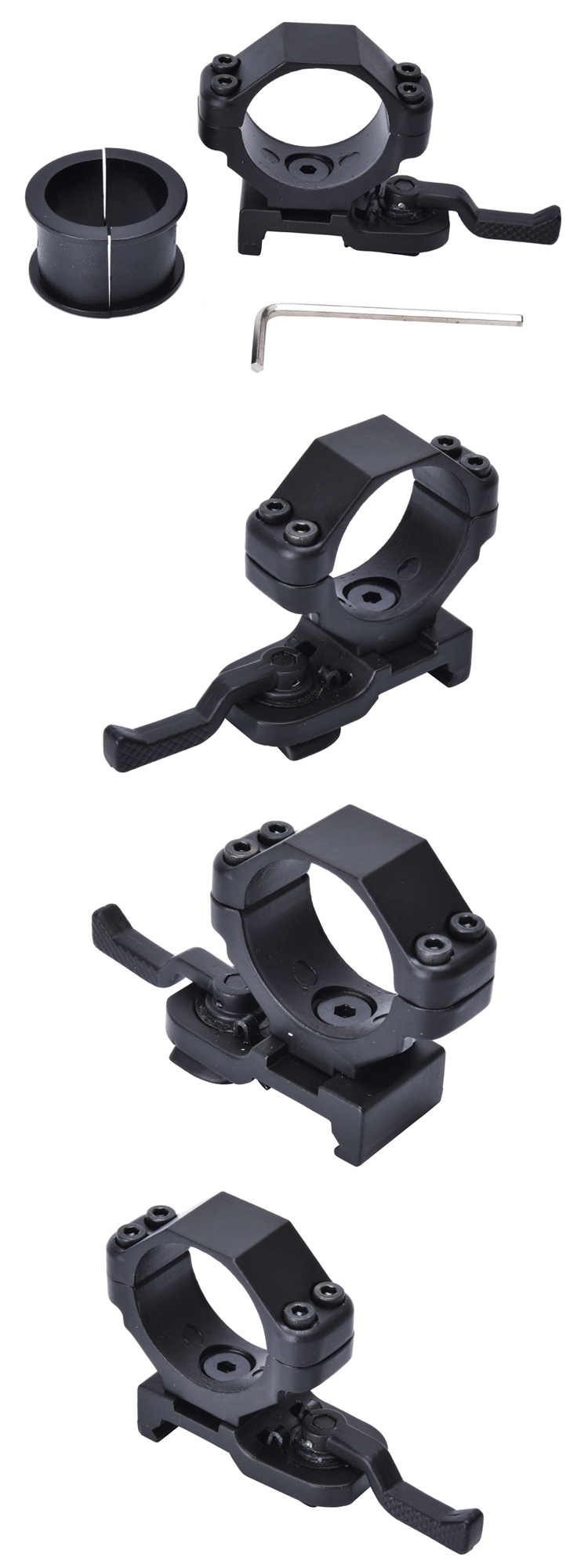 Aluminium 25-30mm Double Bolts Quick Release Laser Sight Light Mount for Optic Scope