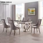 Marble Luxury Dining Table And Chairs 6 People Restaurant Stainless Steel Dining