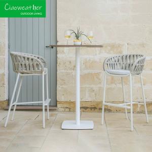 Quality Outdoor Furniture Home Bar Modern Geometric Design Bar Stool with Cushion and Rope Woven Material wholesale