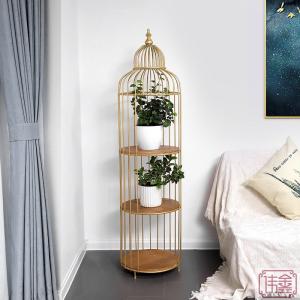 Quality Birdcage 5 Tier Flower Pot Stand , Gold Wrought Iron Flower Stand wholesale