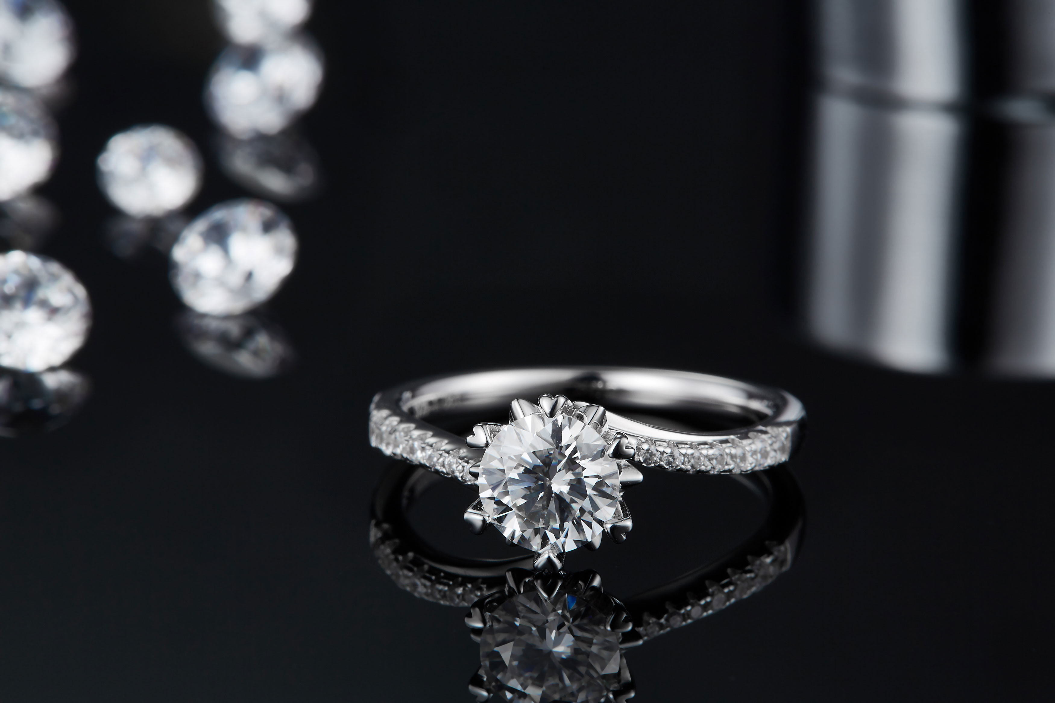 1.30CT White Moissanite And Sapphire Platineve Diamonds Jewelry Engagement Women Ring
