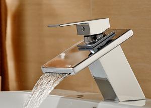 Quality Square Waterfall Spout Contemporary Bathroom Faucets ROVATE Single Zinc Handle wholesale