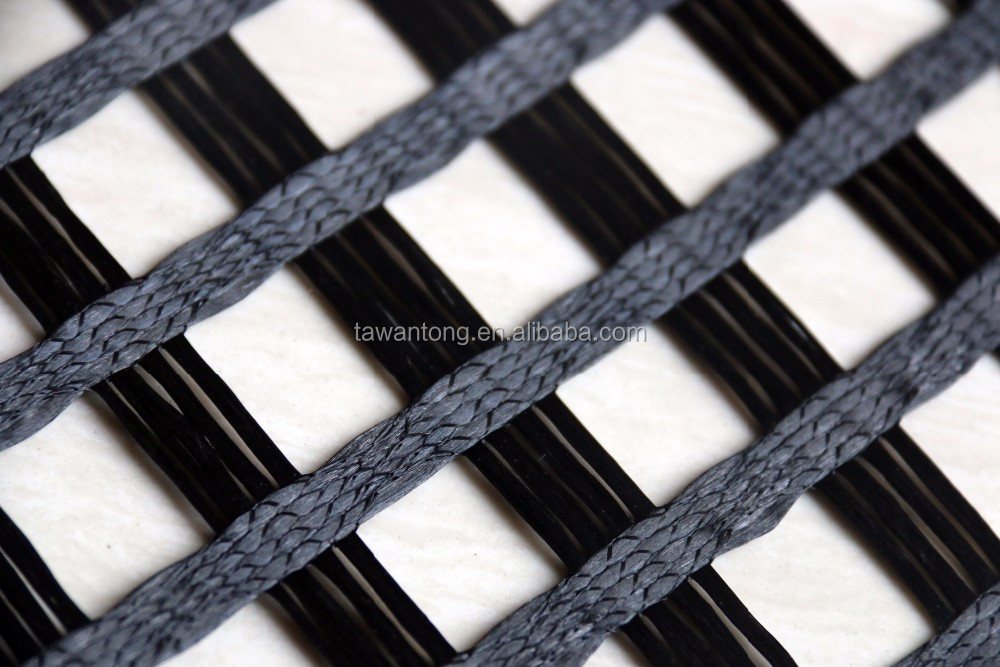 100m/roll PET Warp Knitted Geogrid for Retaining Walls Construction