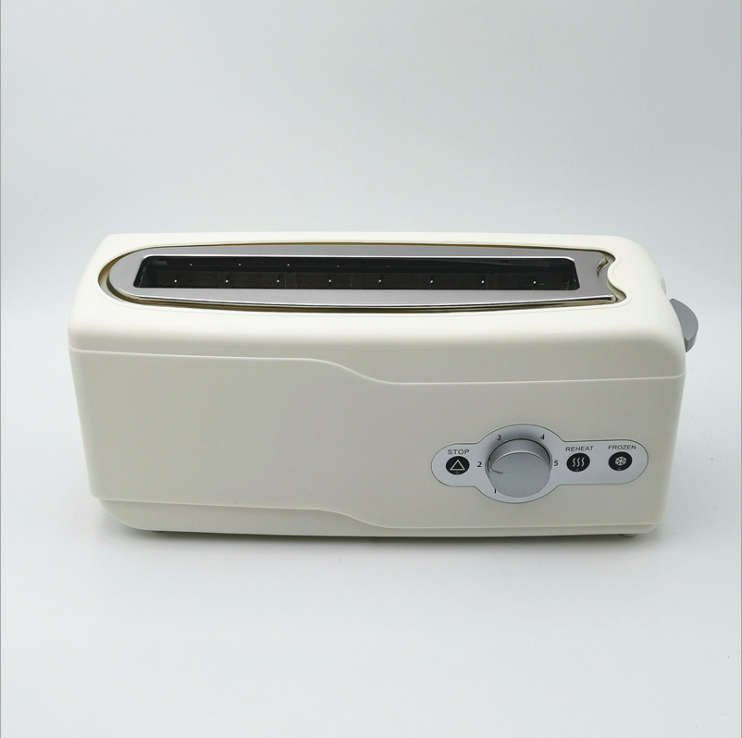 Timing Control Reheat Defrost Automatic Pop Up Plastic Toaster 750W Long Slot 2 Slice