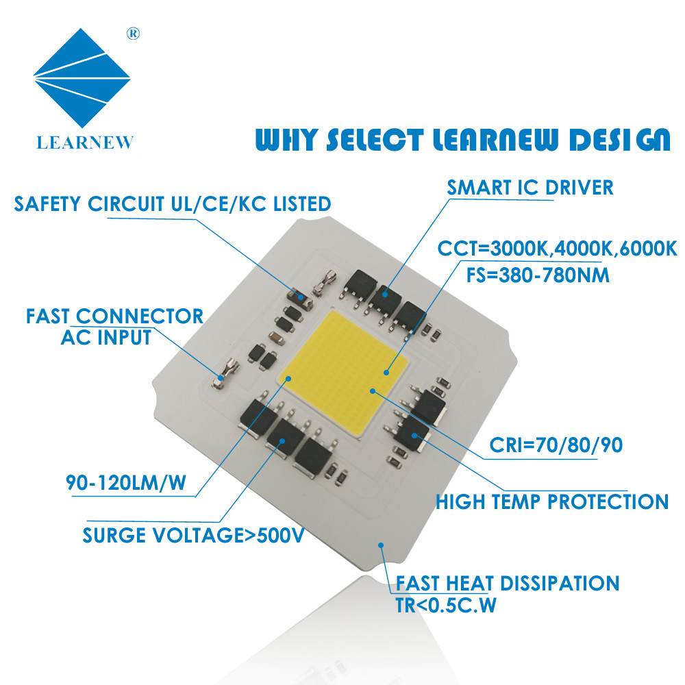100W AC LED CHIP Full Spectrum White 3000k 6000k High Cri AC COB LED Chip
