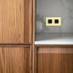 Frame-line Door Panel Kitchen Cabinet Design Cherry Wood Veneer Kitchen Cabinet