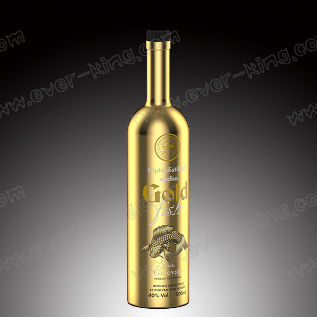 Vodka Screwed Round Shape Glass Bottle Electroplated Sliver 500ml