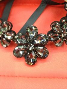 Quality Sensational Crystal Flower Necklace / Black Statement Necklace Crystal Beading wholesale