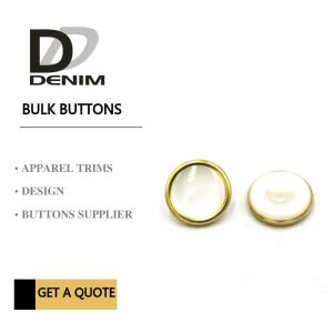 Quality Shank Polyester Bulk Clothing Buttons Pearl With Metal Gold Rim For Shirt wholesale