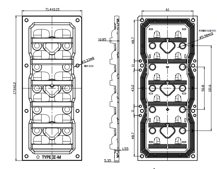 Led Module Street Light Lens 2x6 Led Lens Module 5050 Pc Lenses Array For Outdoor Street Lighting