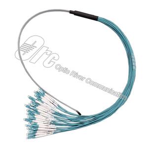 Quality Blue Connector 24 Cores OM3 MPO Fanout Cable UPC Polishing wholesale