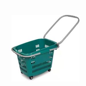 Quality 50ltr 560MM Plastic Handheld Shopping Baskets Grocery Store With 4 Wheels wholesale